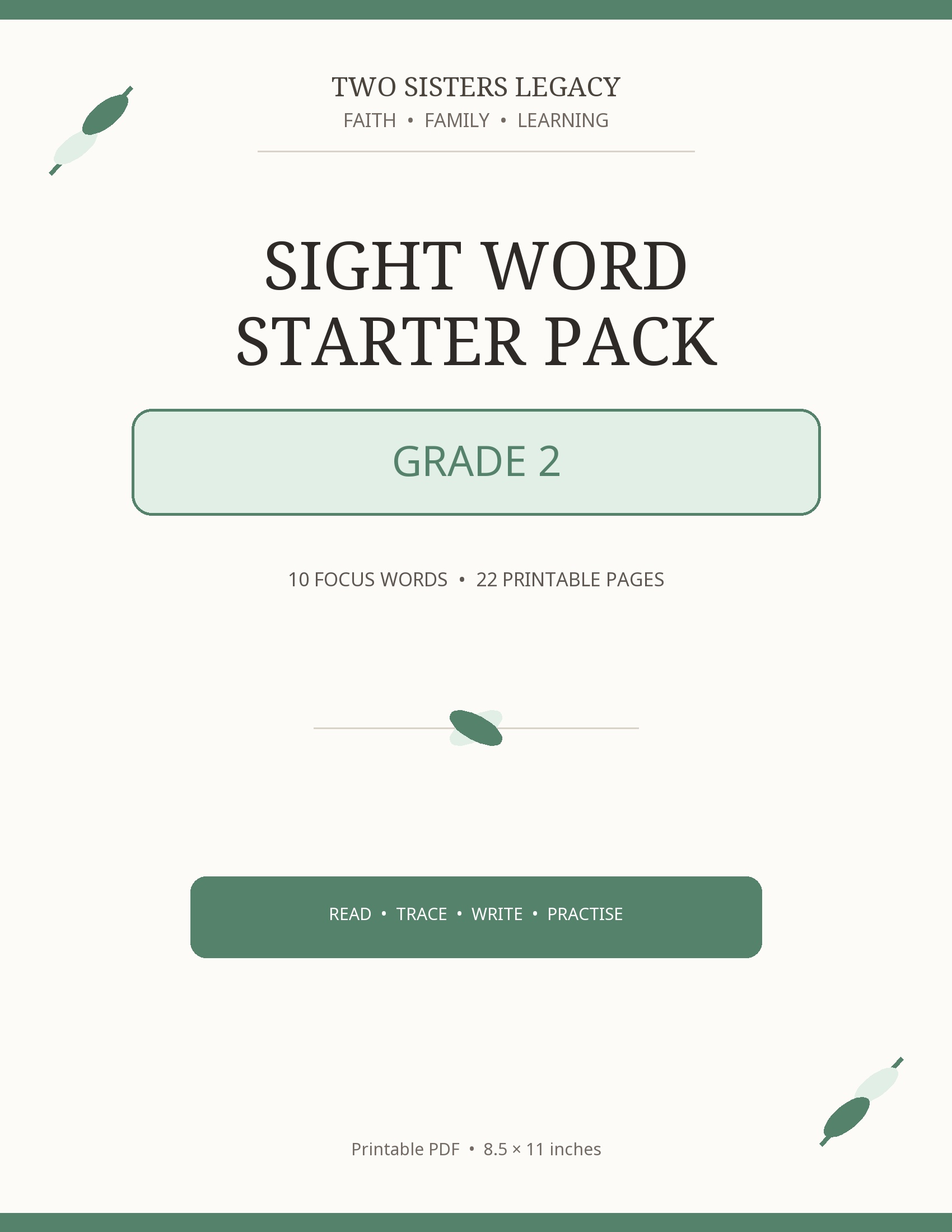 Grade 2 Sight Words — Starter Pack 1 cover