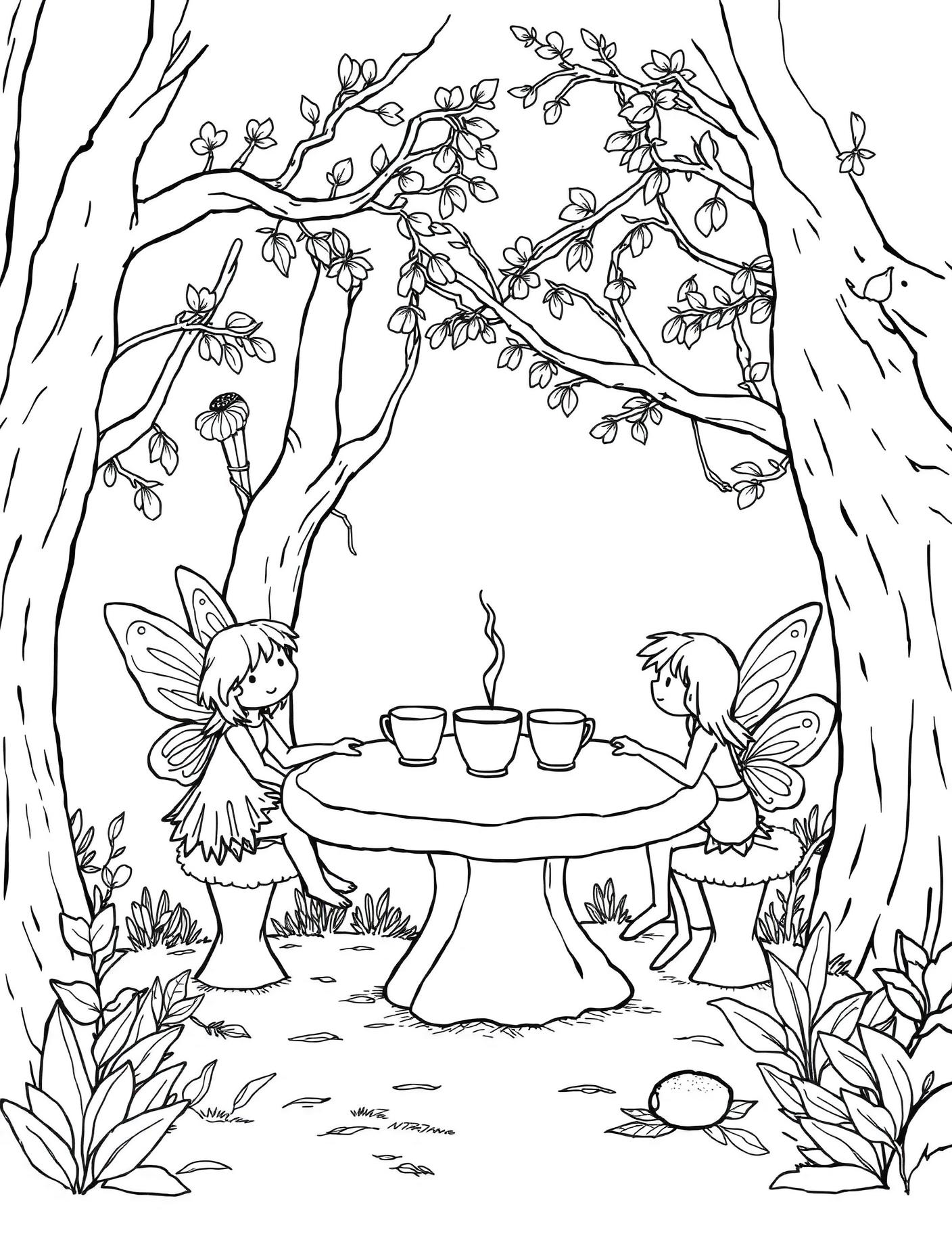 Fairy Tea Party Coloring Page cover