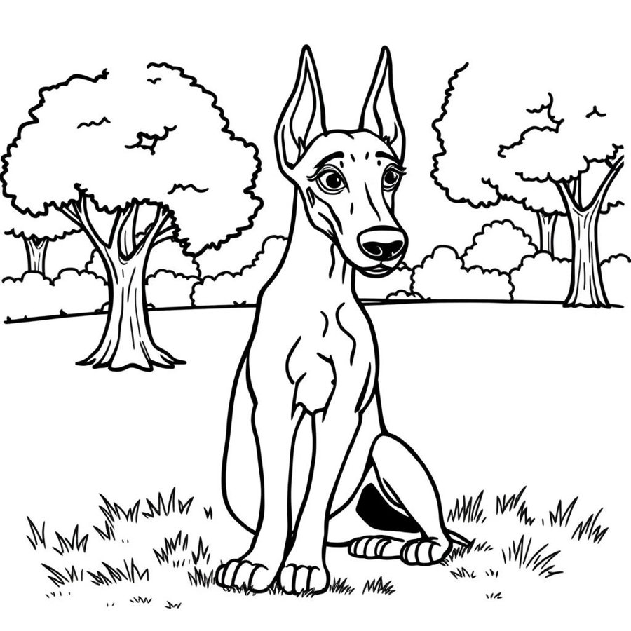 Doberman Coloring Page cover
