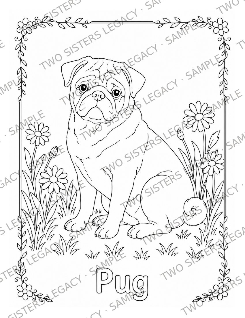 Pug Coloring Page cover