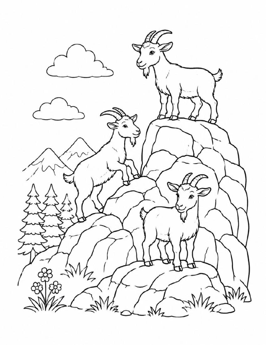 Farm Coloring Page 36 — Goats on the Rocks cover
