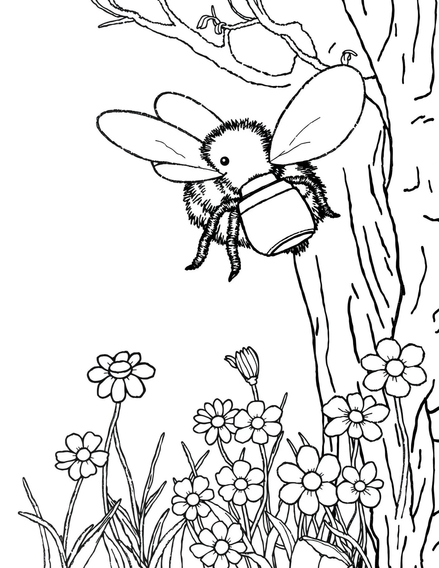 Bumblebee Delivering Honey Coloring Page cover