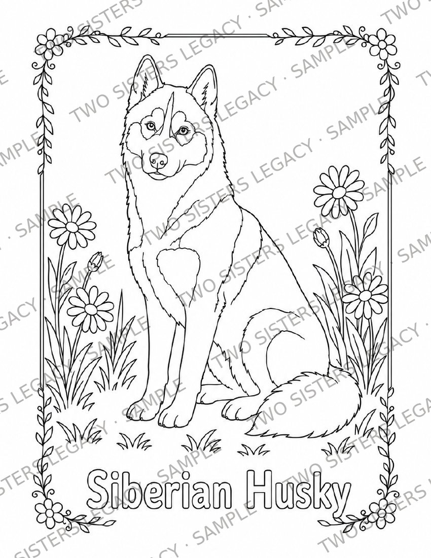 Siberian Husky Coloring Page cover