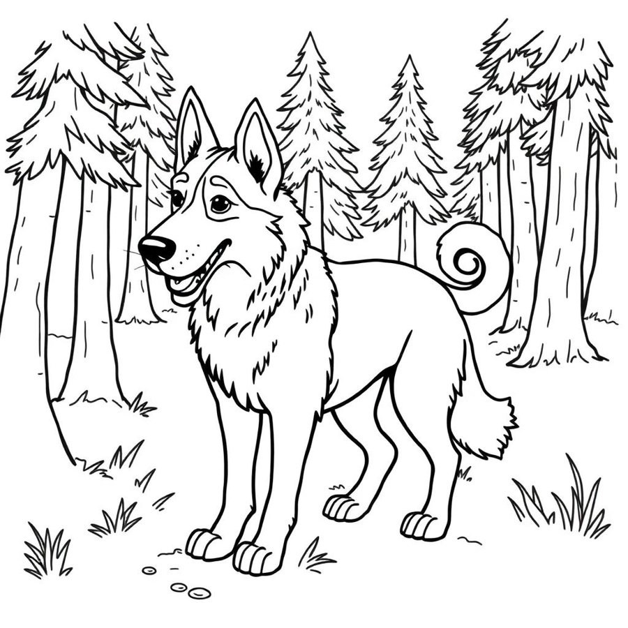 Norwegian Elkhound Coloring Page cover