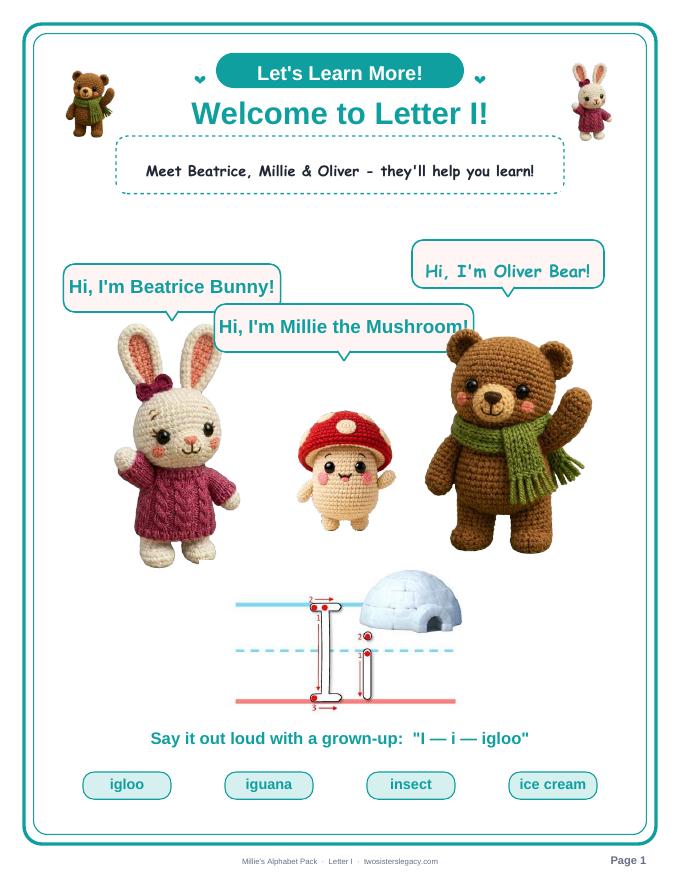 Letter I pack sample page 1