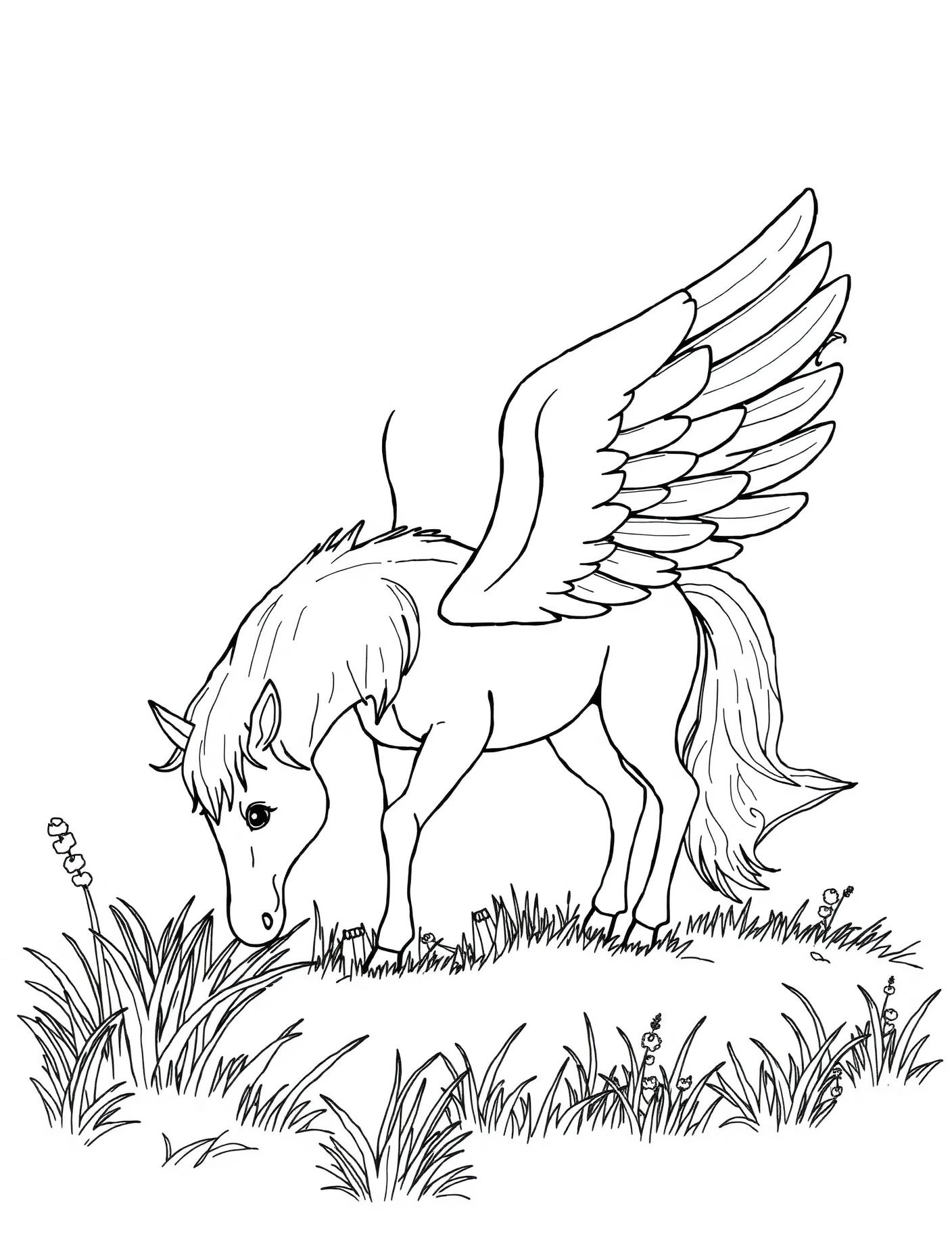 Pegasus Grazing Coloring Page cover