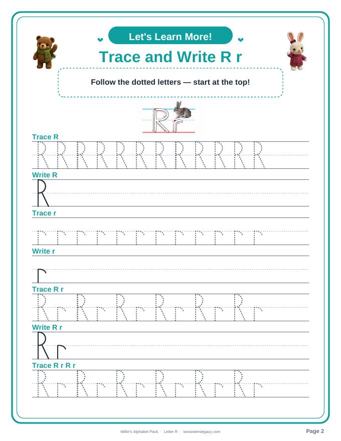 Letter R pack sample page 2