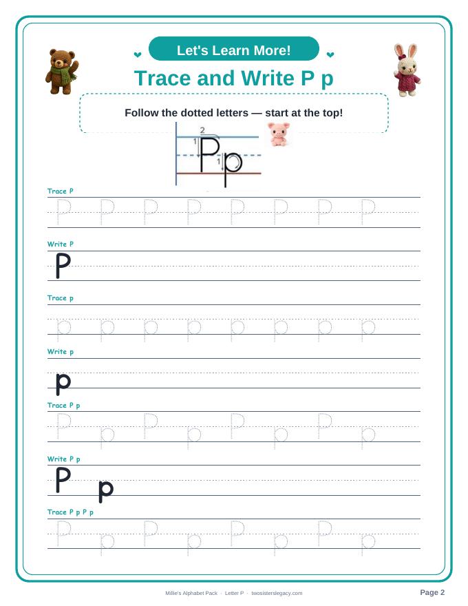 Letter P pack sample page 2