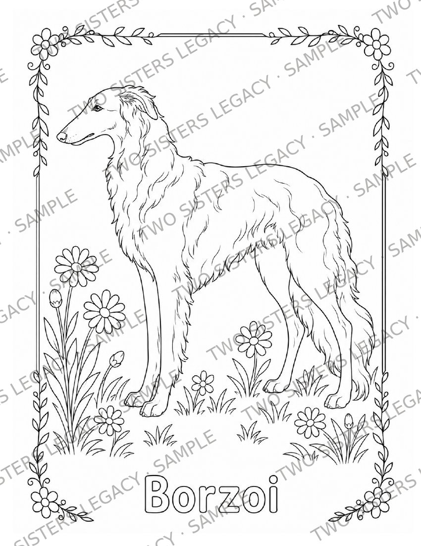 Borzoi Coloring Page cover
