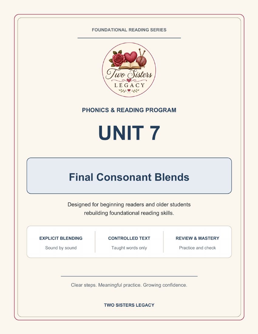 Reading Program Unit 7: Final Consonant Blends cover