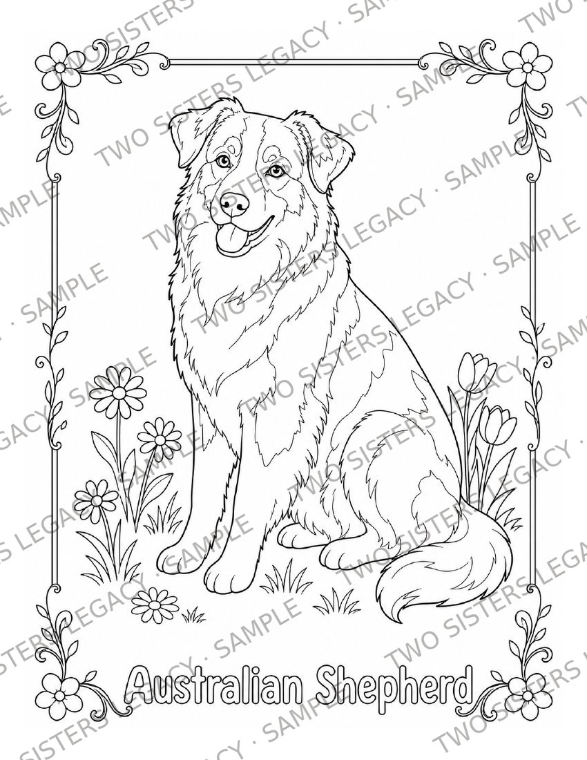 Australian Shepherd Coloring Page cover