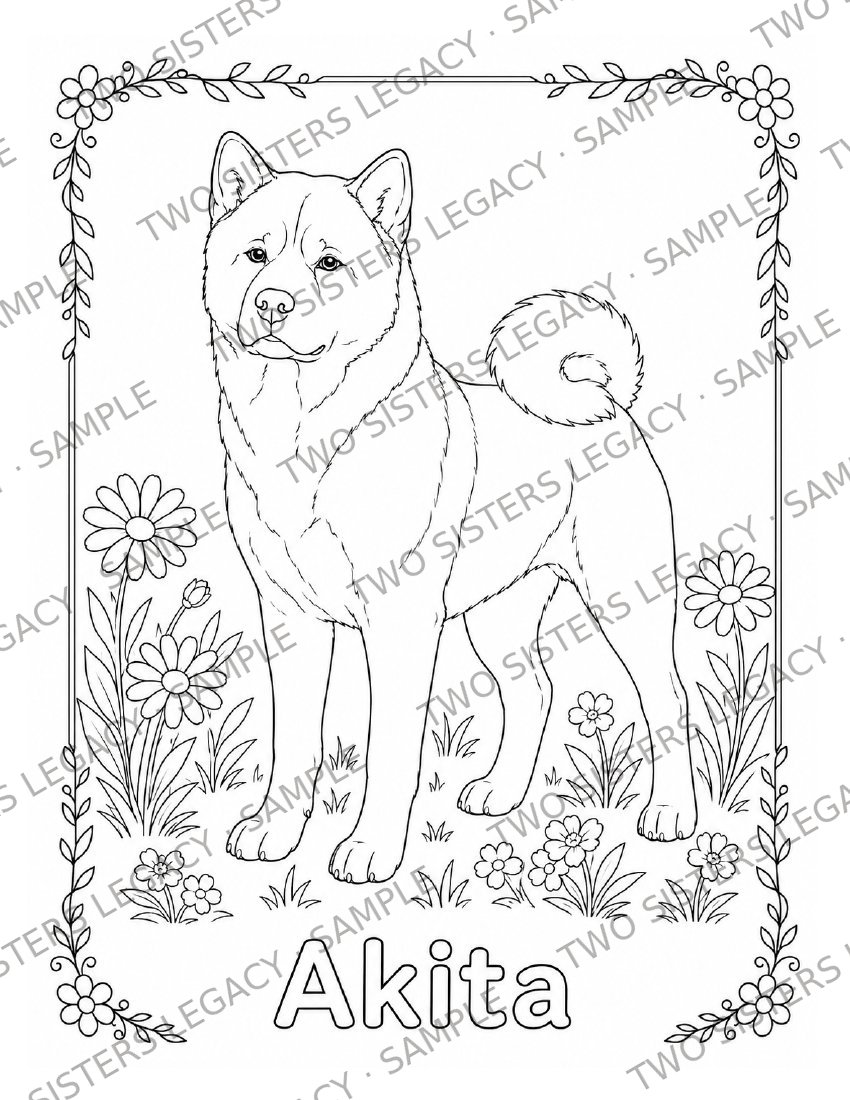 Akita Coloring Page cover