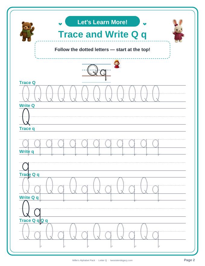 Letter Q pack sample page 2