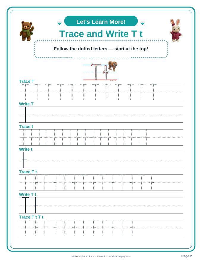 Letter T pack sample page 2