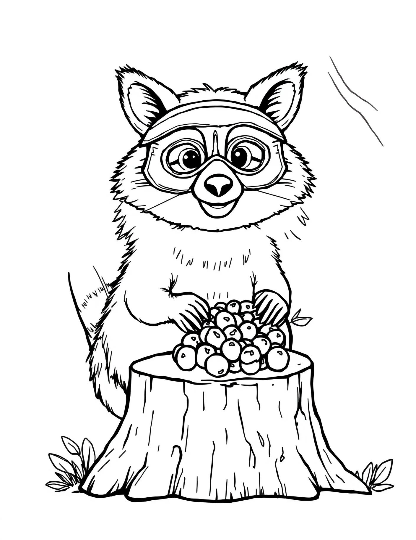 Raccoon Bandit Feast Coloring Page cover