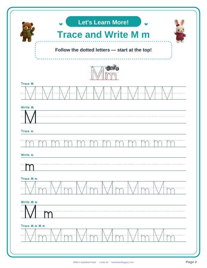 Letter M pack sample page 2