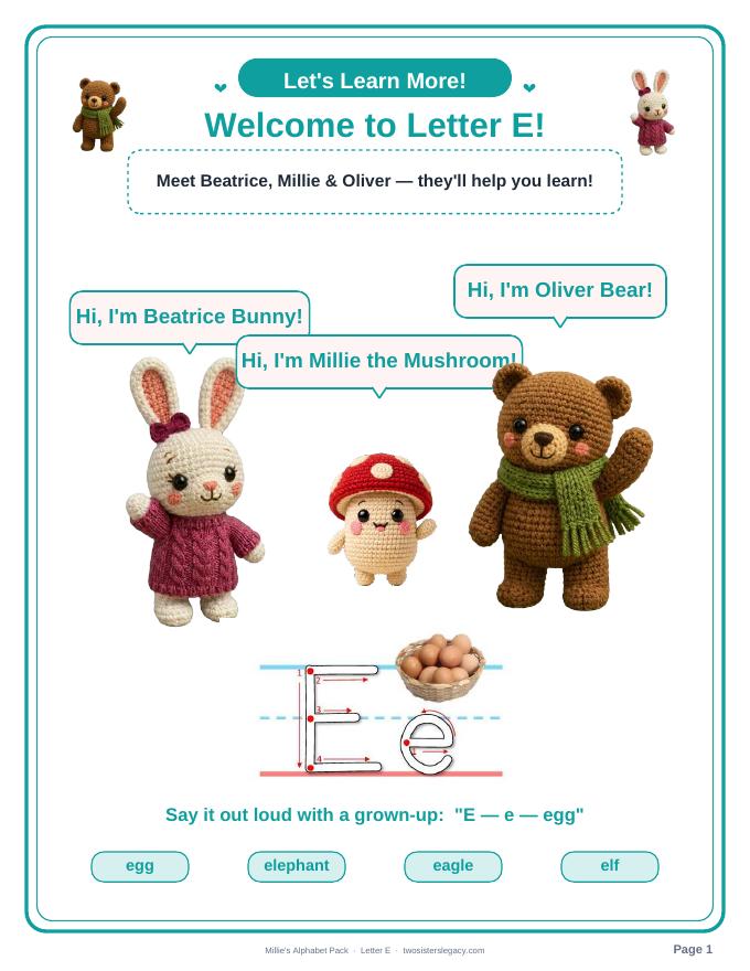 Letter E pack sample page 1
