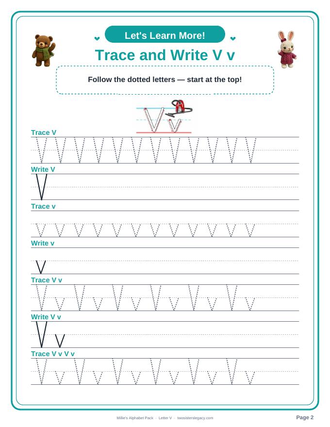 Letter V pack sample page 2