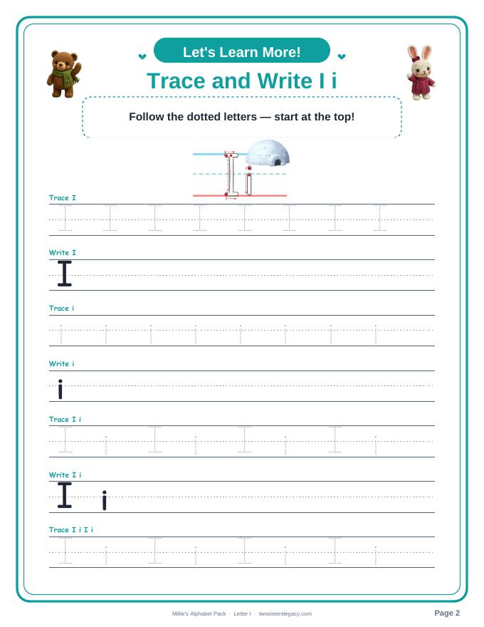Letter I pack sample page 2