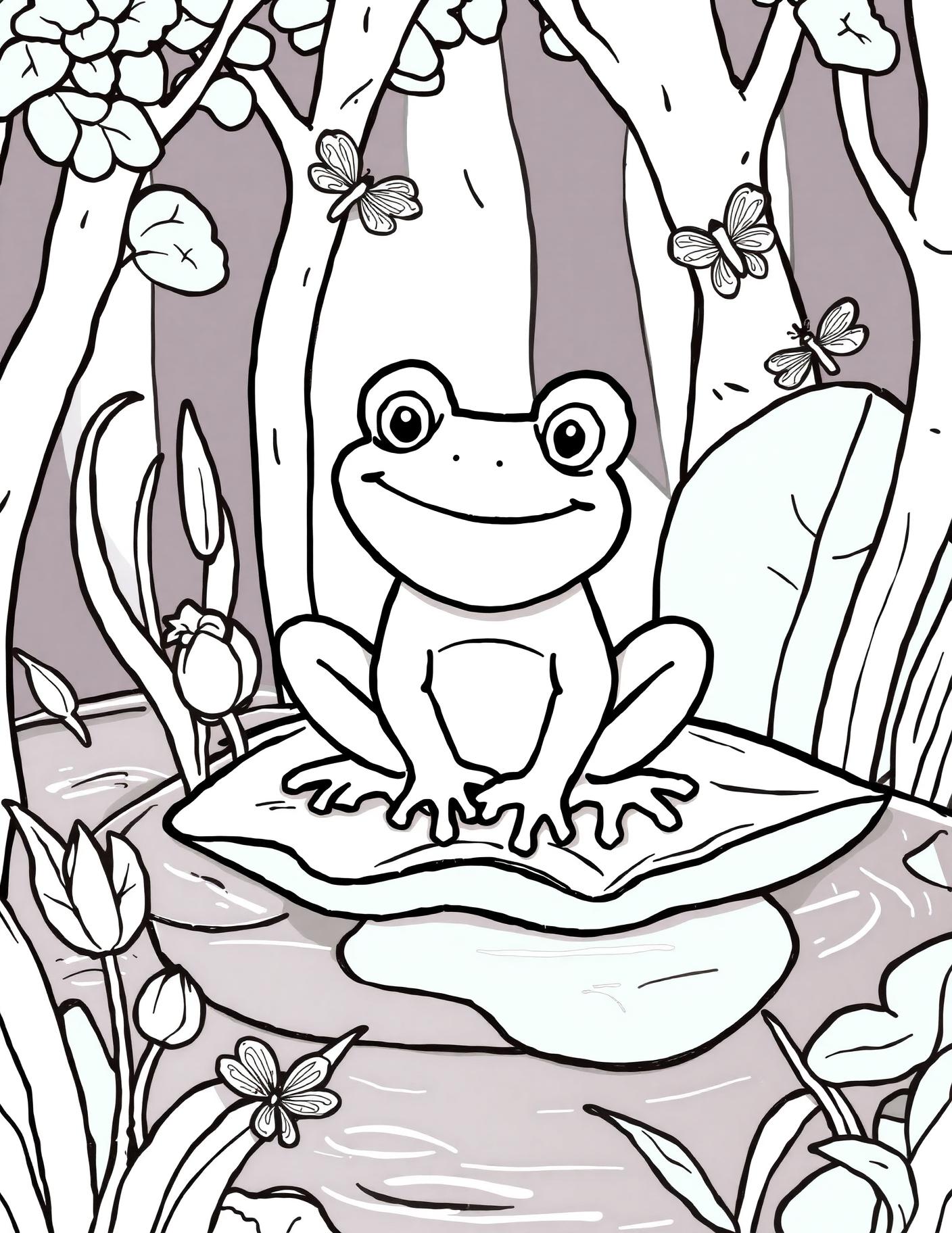 Frog on a Lily Pad Coloring Page cover