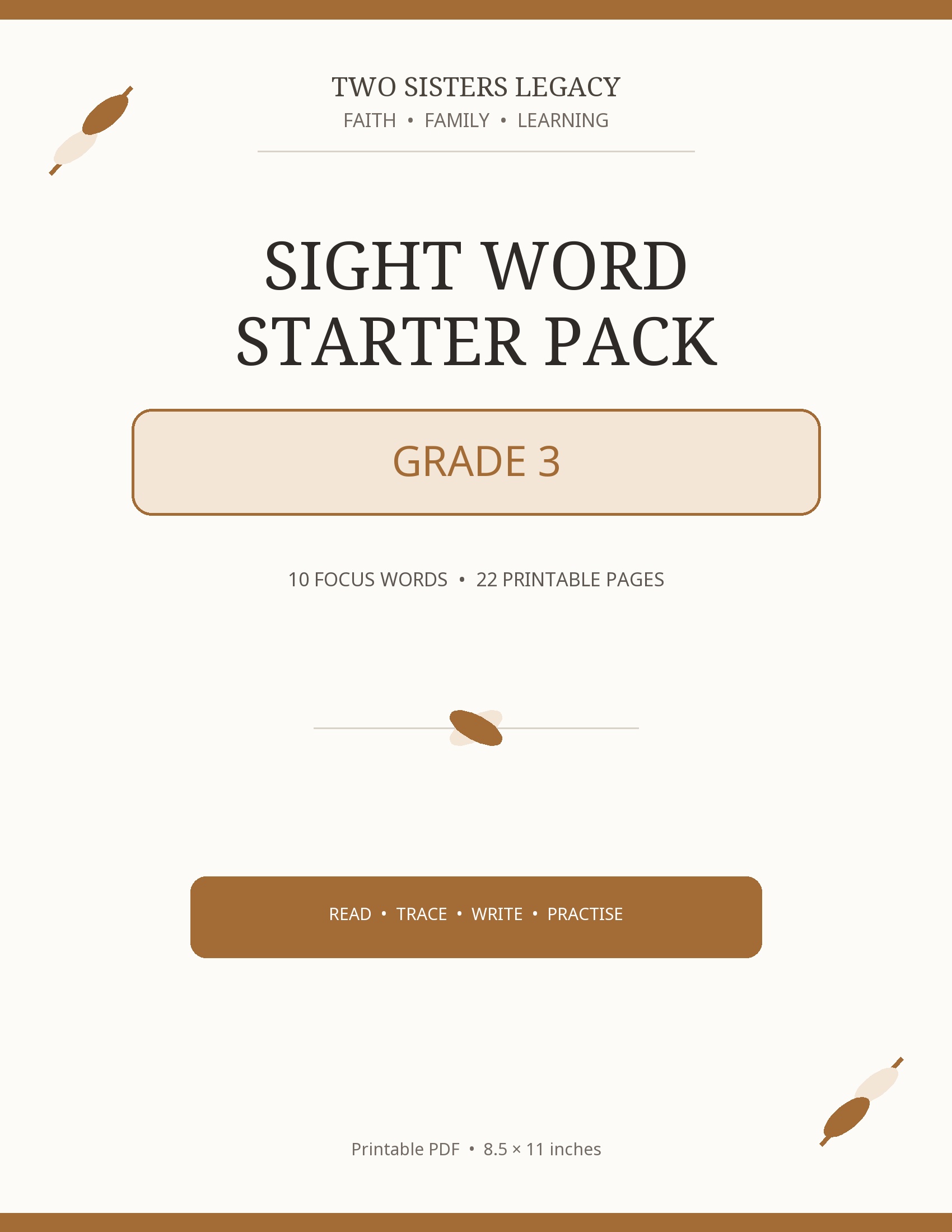 Grade 3 Sight Words — Starter Pack 1 cover