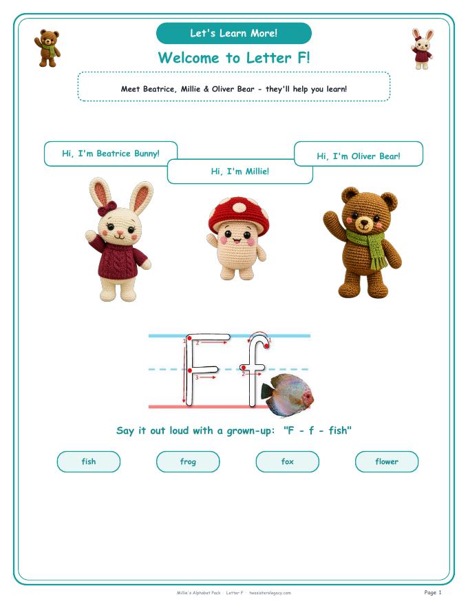 Letter F pack sample page 1