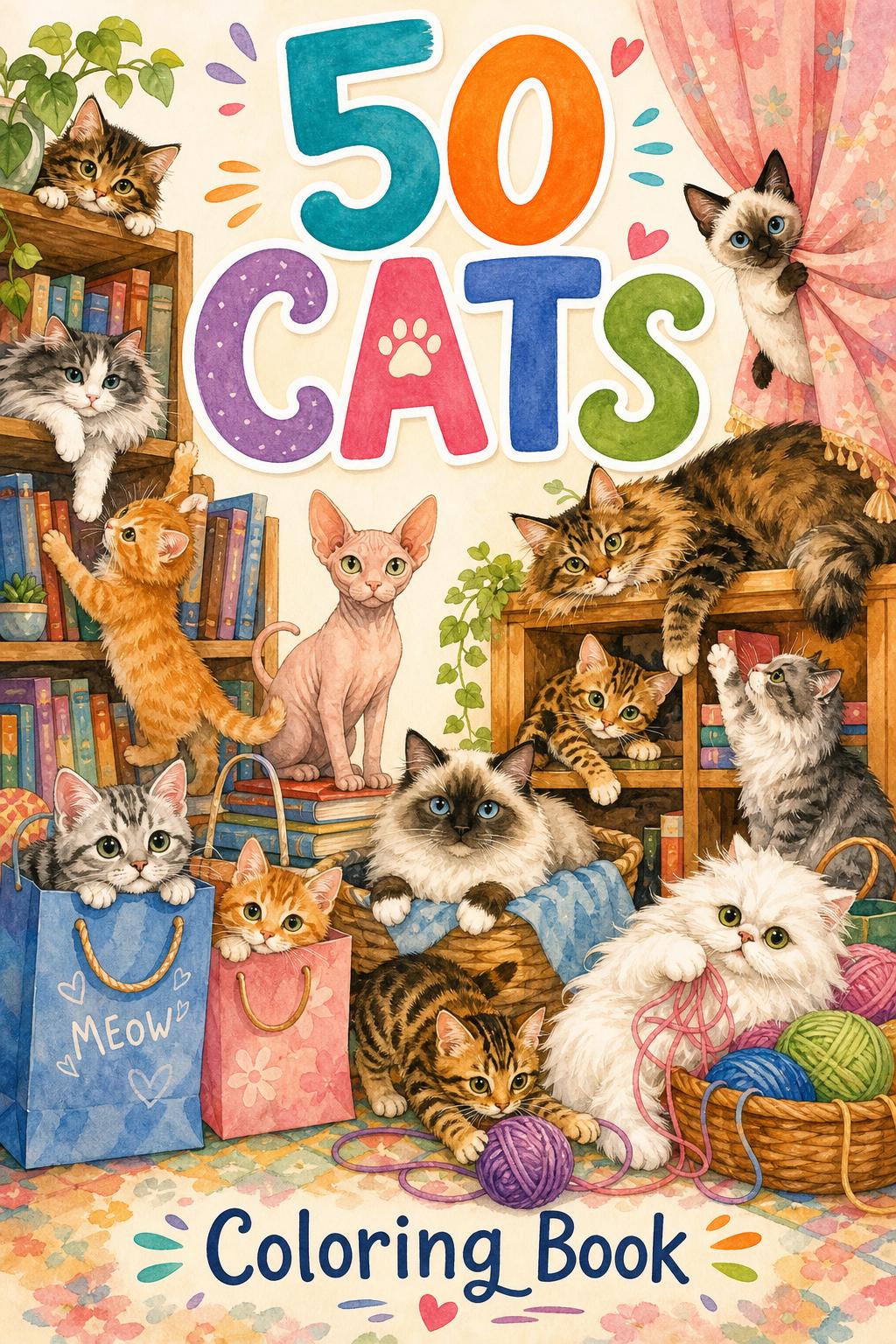 50 Cats Coloring Book cover