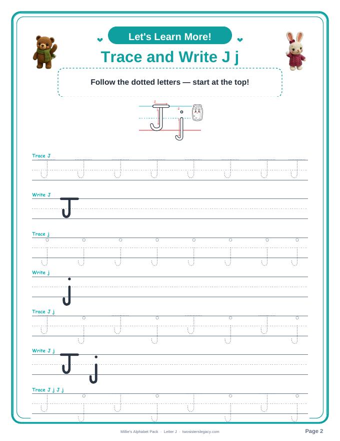 Letter J pack sample page 2