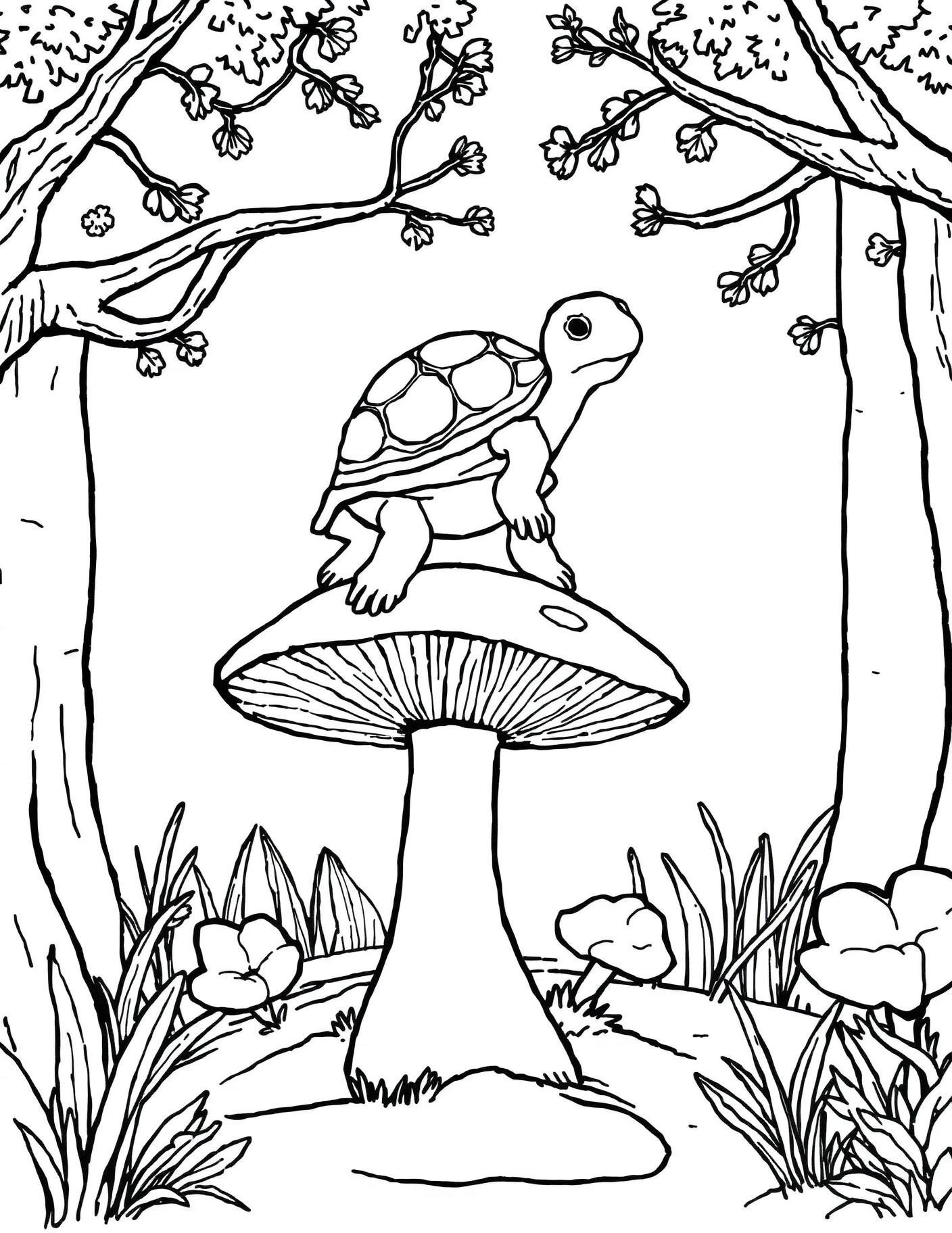 Turtle on a Toadstool Coloring Page cover
