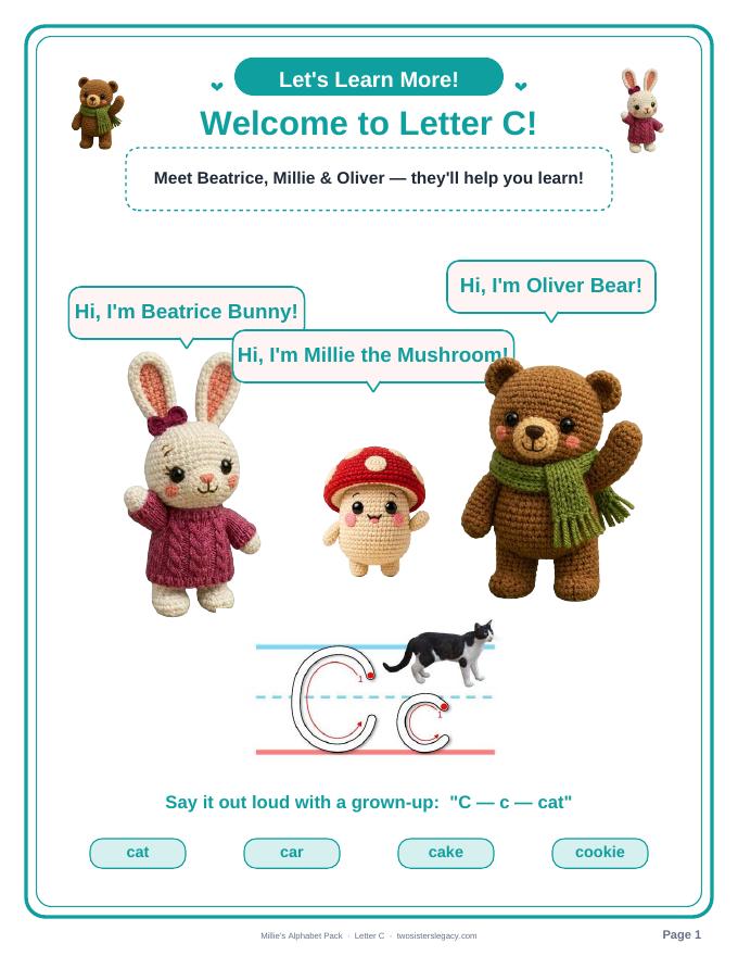 Letter C pack sample page 1
