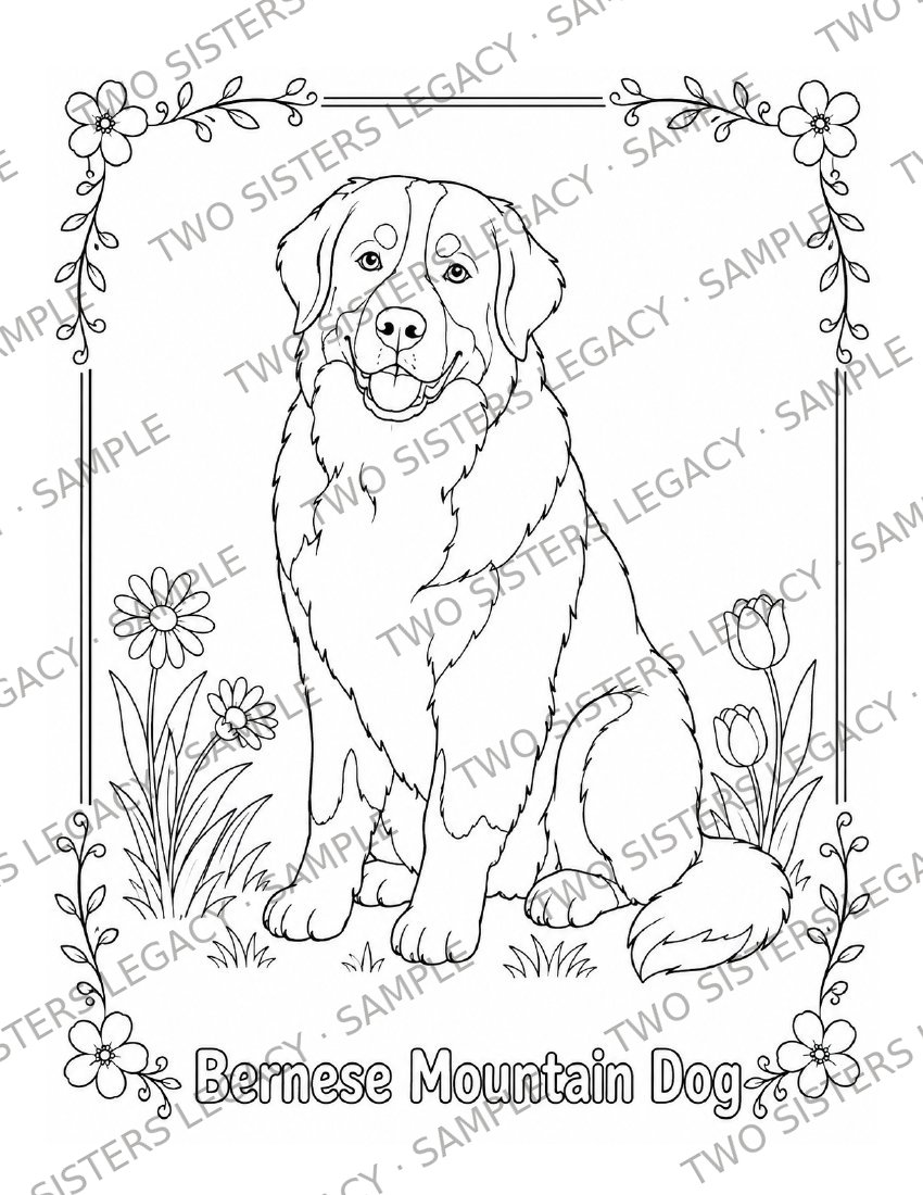 Bernese Mountain Dog Coloring Page cover