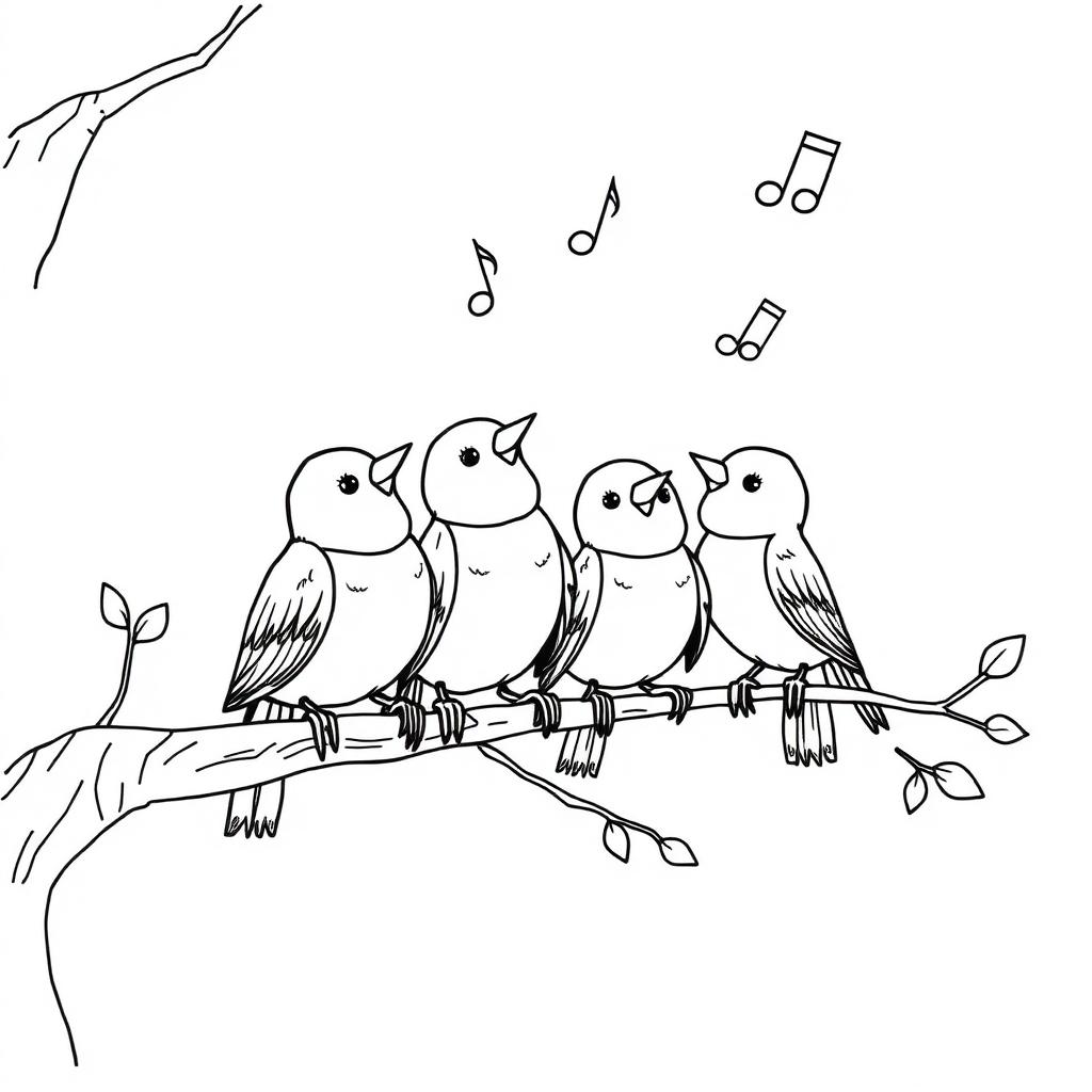Woodland Choir of Birds Coloring Page cover