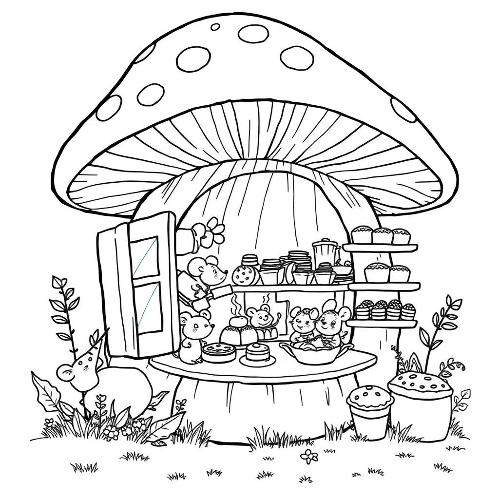 Woodland Bakery Coloring Page cover
