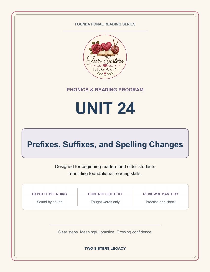 Reading Program Unit 24: Prefixes, Suffixes & Spelling Changes cover