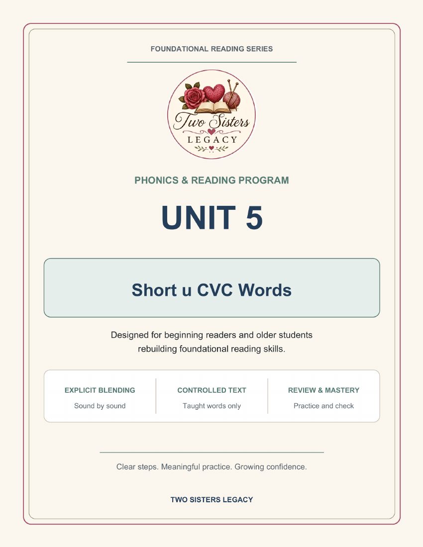 Reading Program Unit 5: Short u CVC Words cover