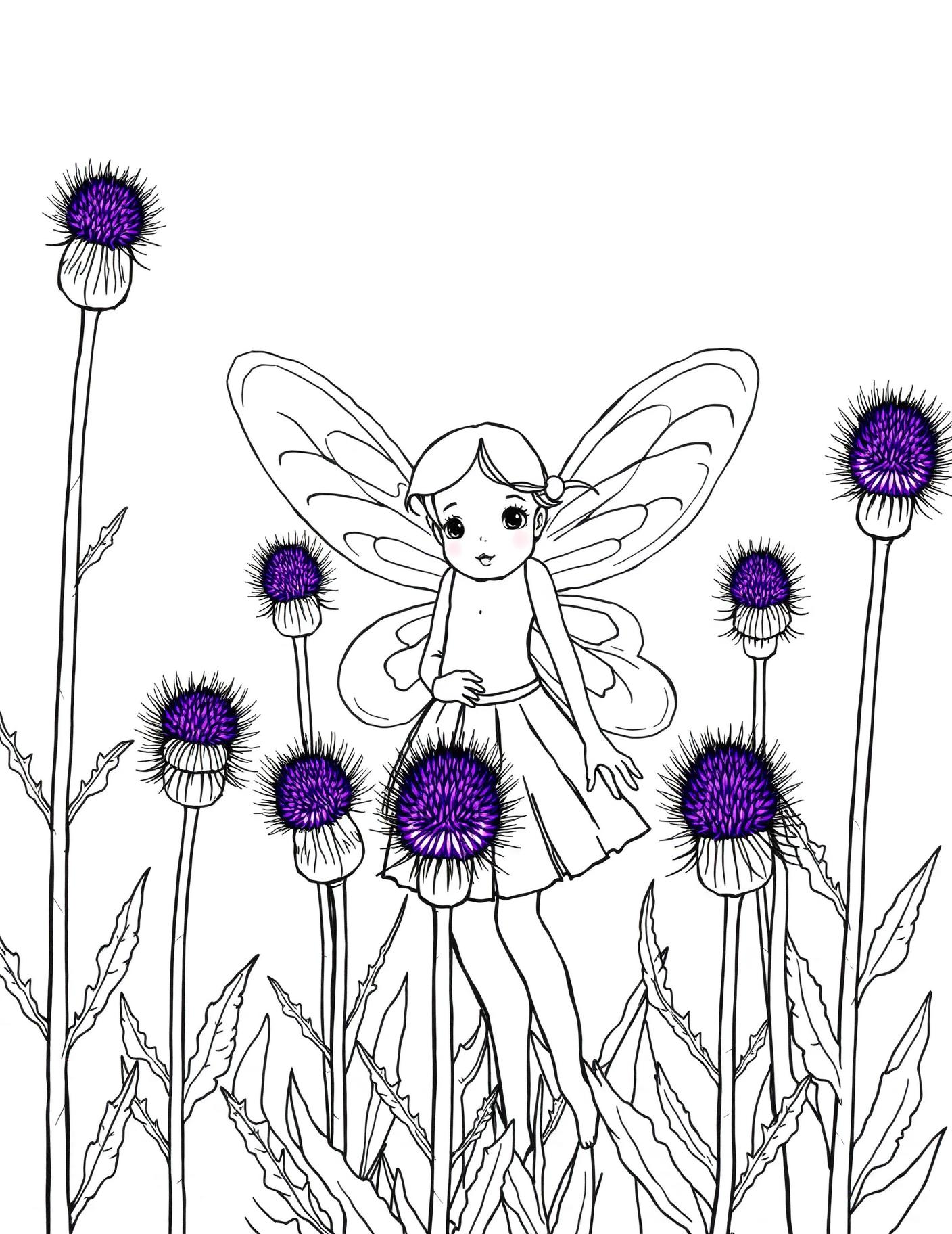 Thistle Fairy Coloring Page cover
