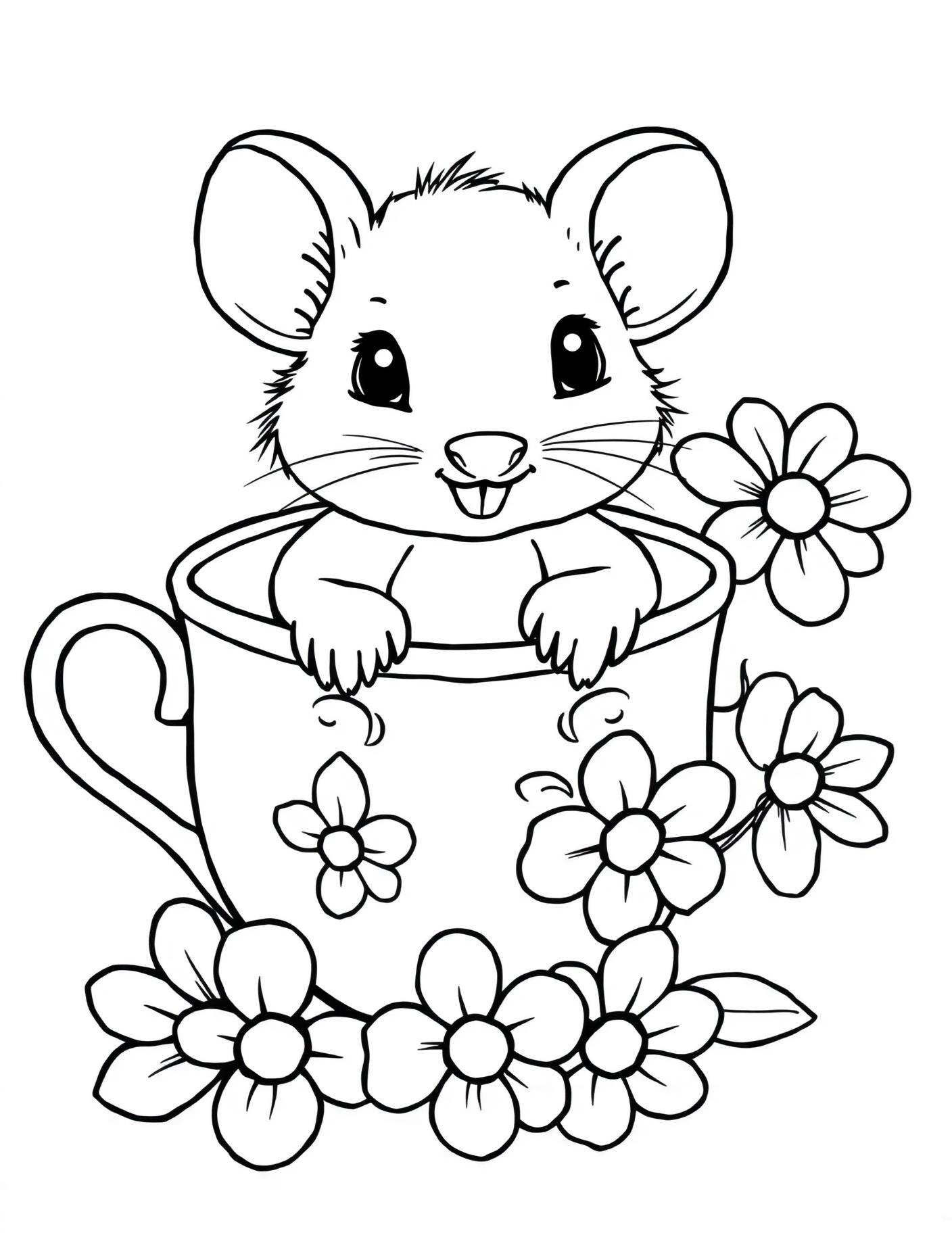 Mouse in a Teacup Coloring Page cover