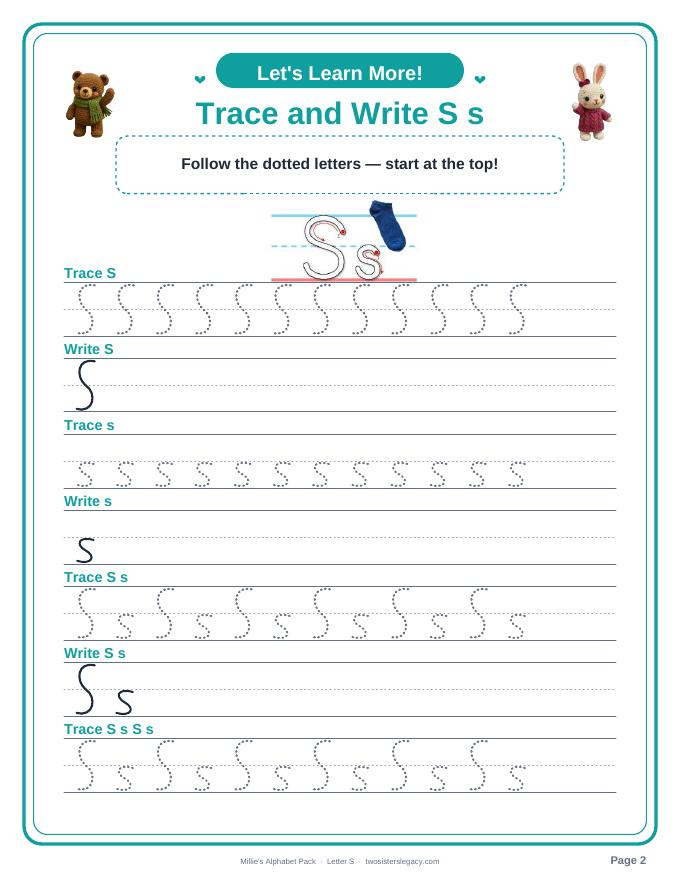 Letter S pack sample page 2