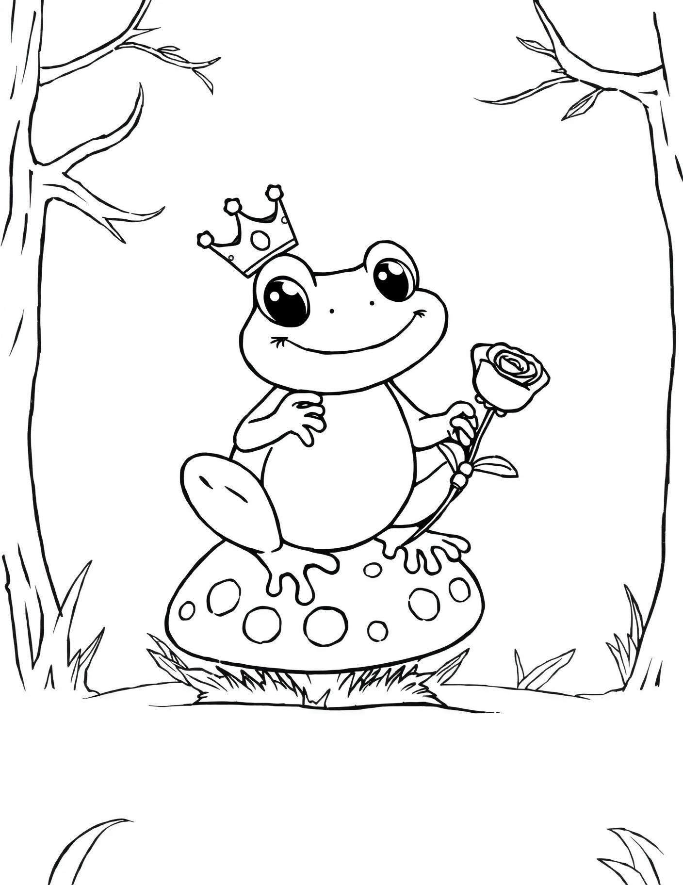 Frog Prince on Toadstool Coloring Page cover