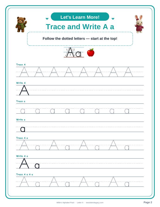 Letter A pack sample page 2