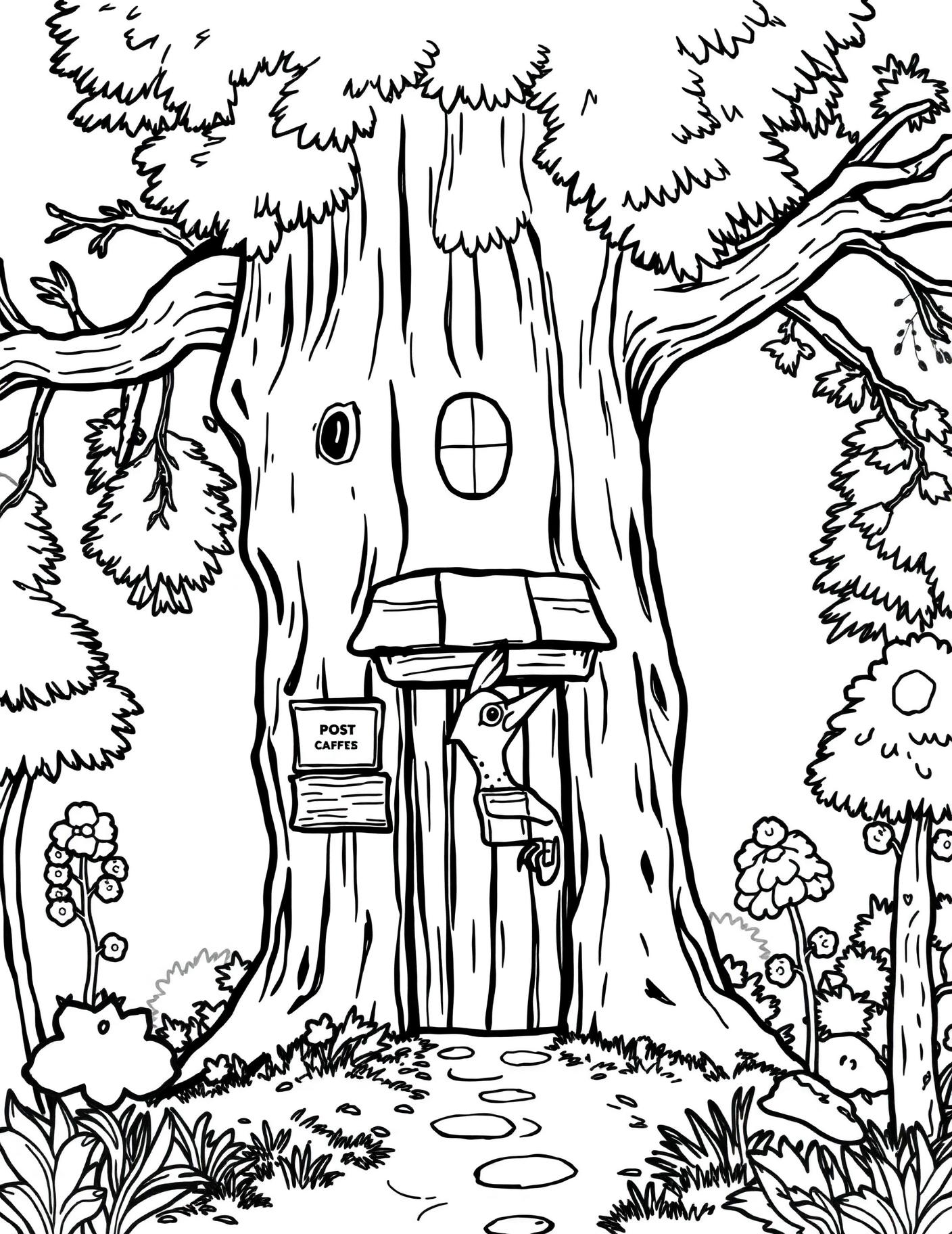Woodpecker Post Office Coloring Page cover