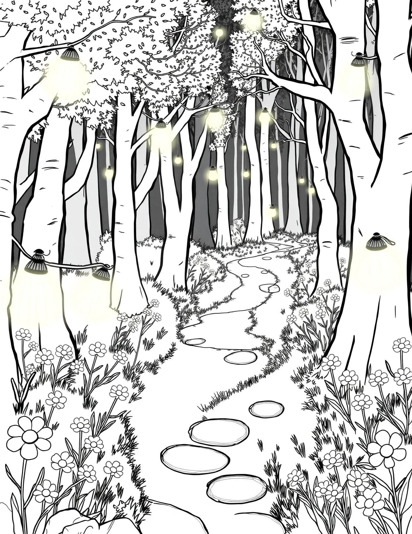 Firefly Lantern Path Coloring Page cover