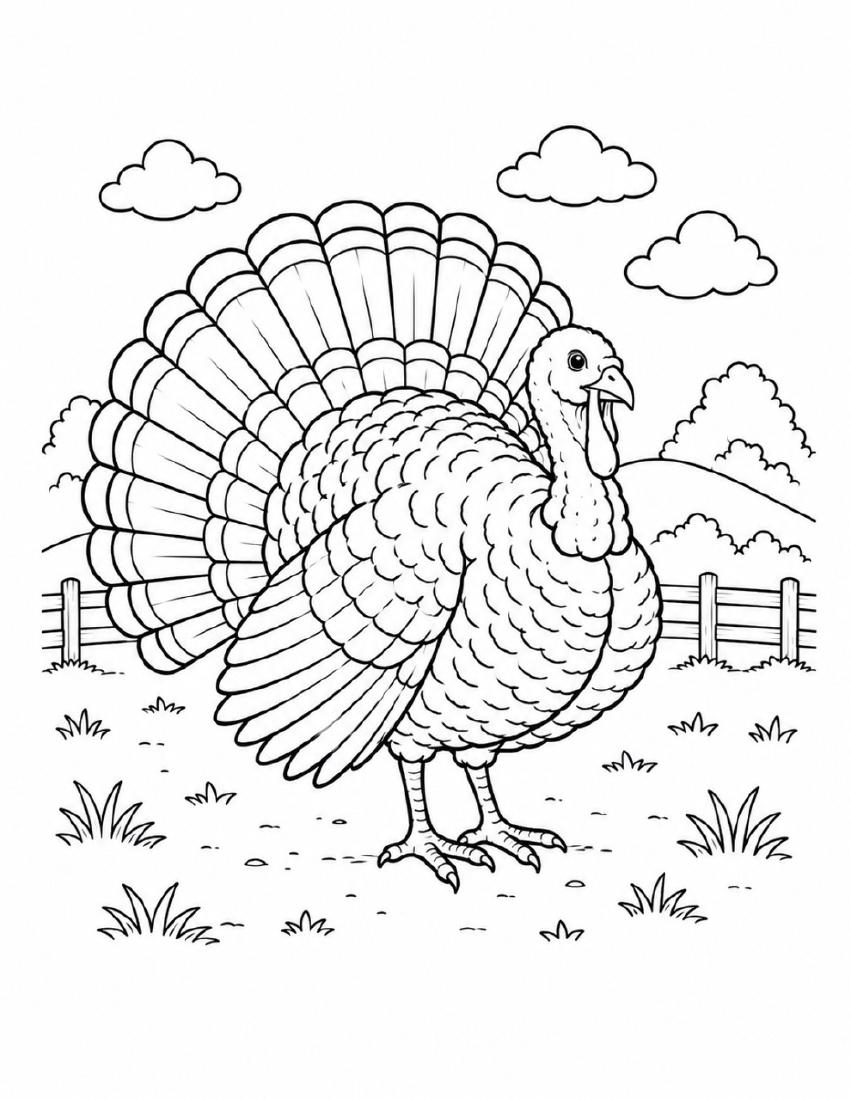 Farm Coloring Page 31 — Proud Turkey cover