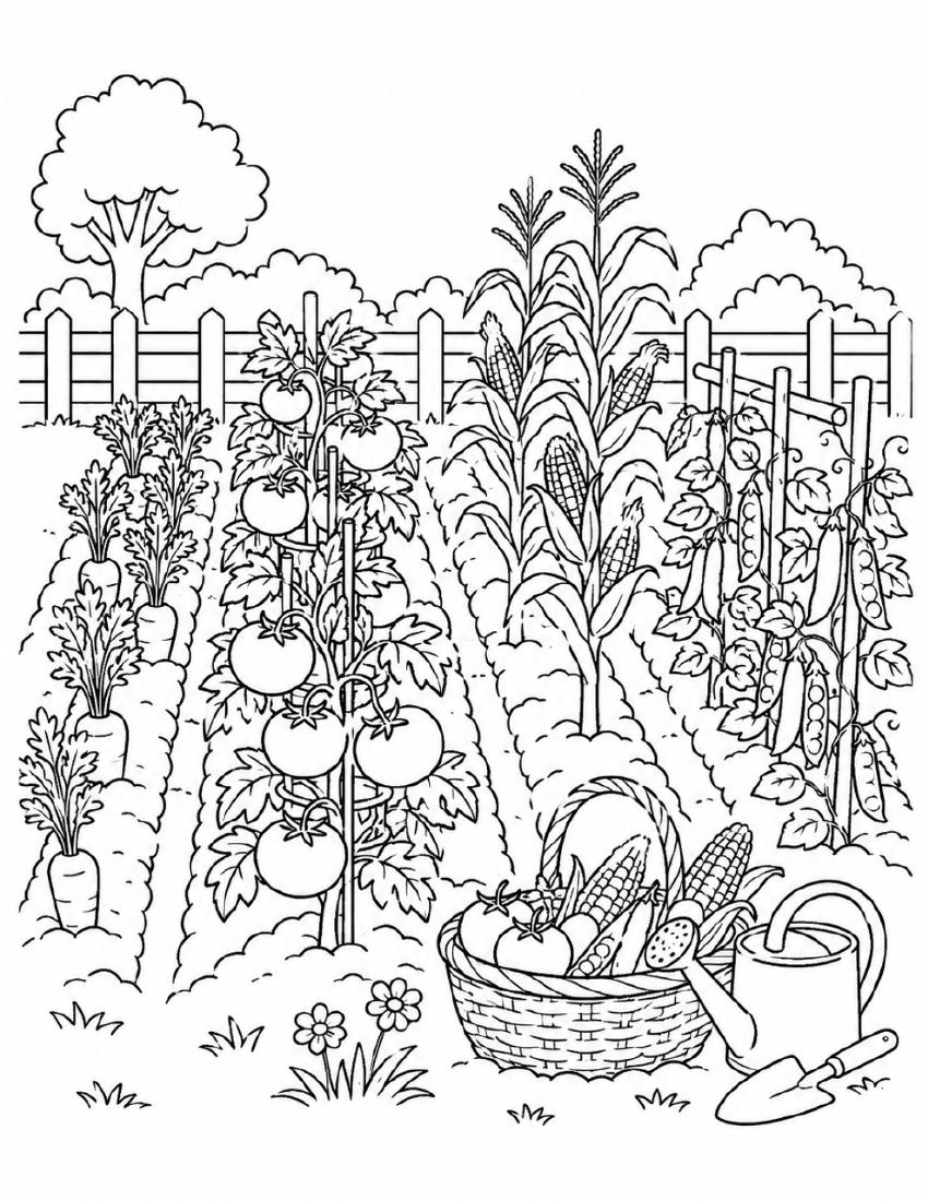 Farm Coloring Page 15 — Vegetable Garden cover