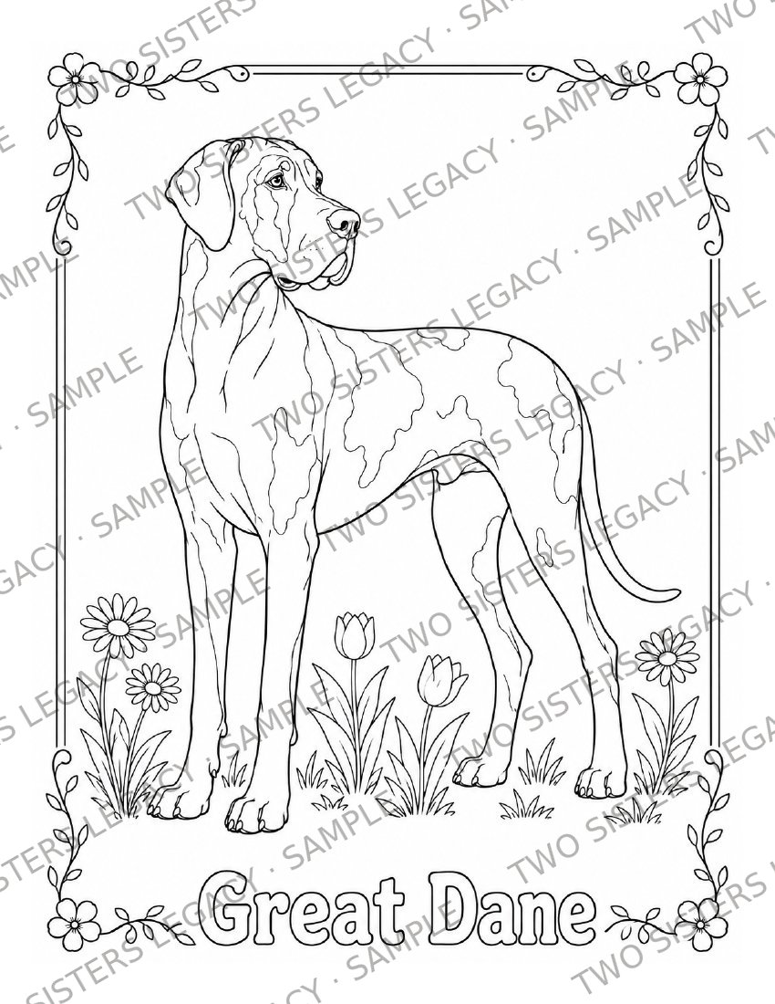 Great Dane Coloring Page cover
