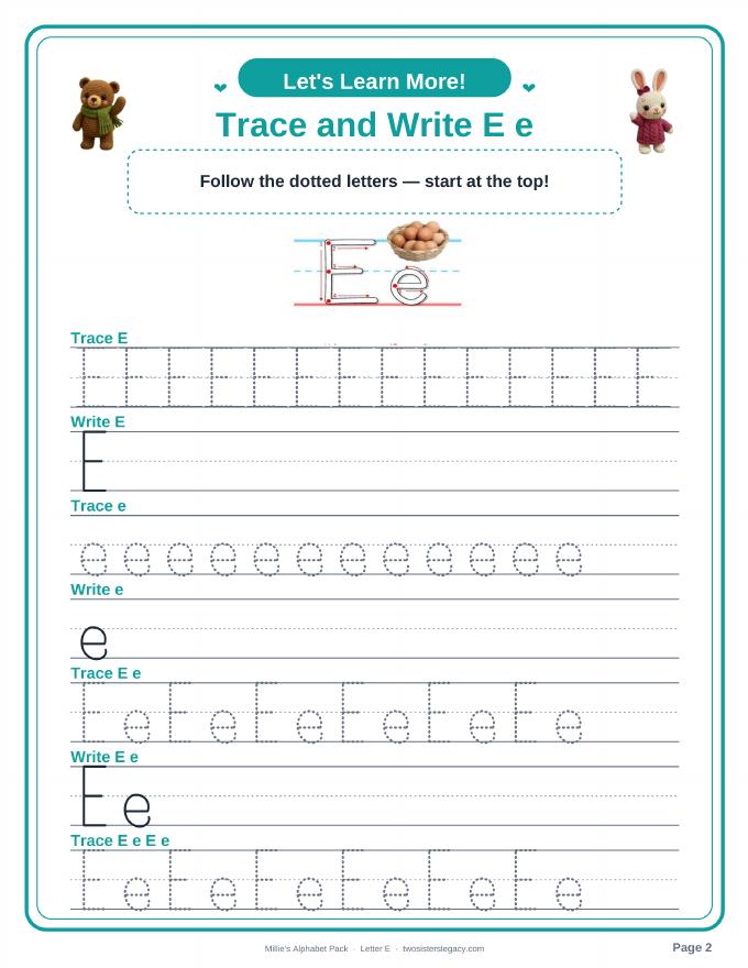 Letter E pack sample page 2