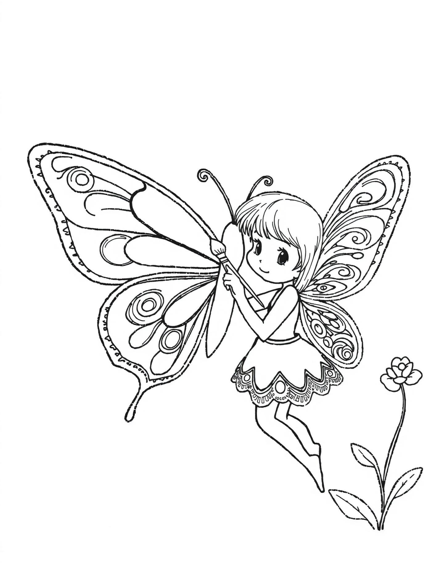 Fairy Painting a Butterfly Coloring Page cover