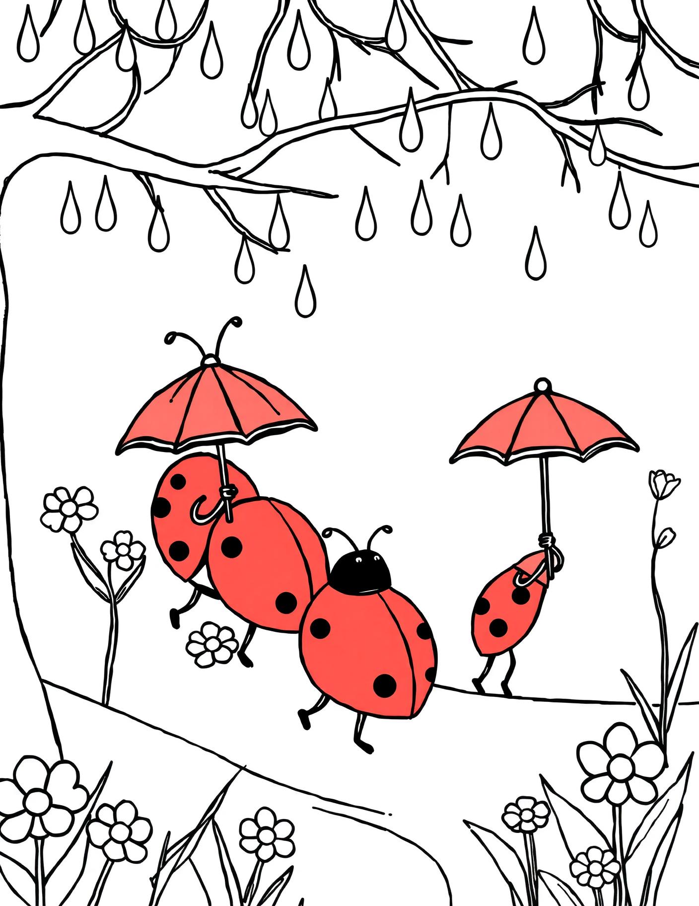 Ladybug Umbrella Parade Coloring Page cover