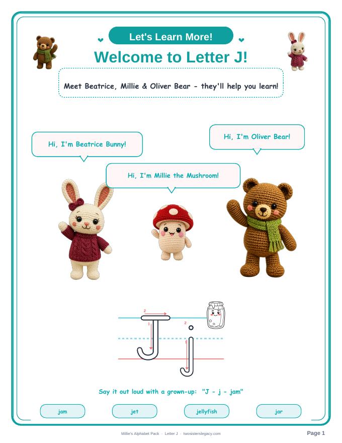 Letter J pack sample page 1