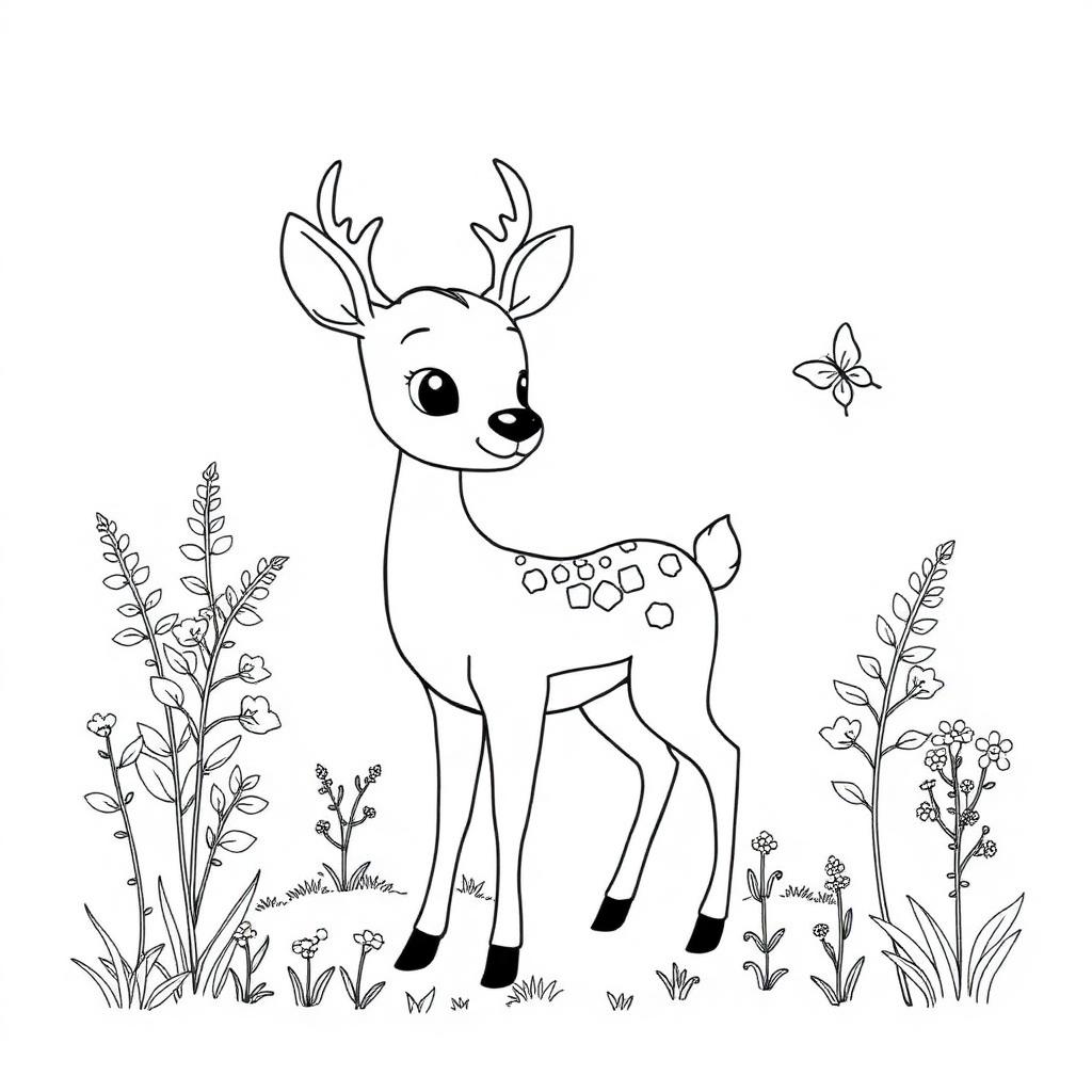 Deer in a Fern Glade Coloring Page cover